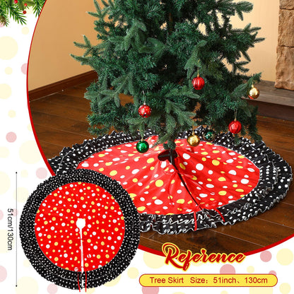 Soulchen Christmas Tree Skirt Double Layer Red Black Yellow Big Wave Point 51"