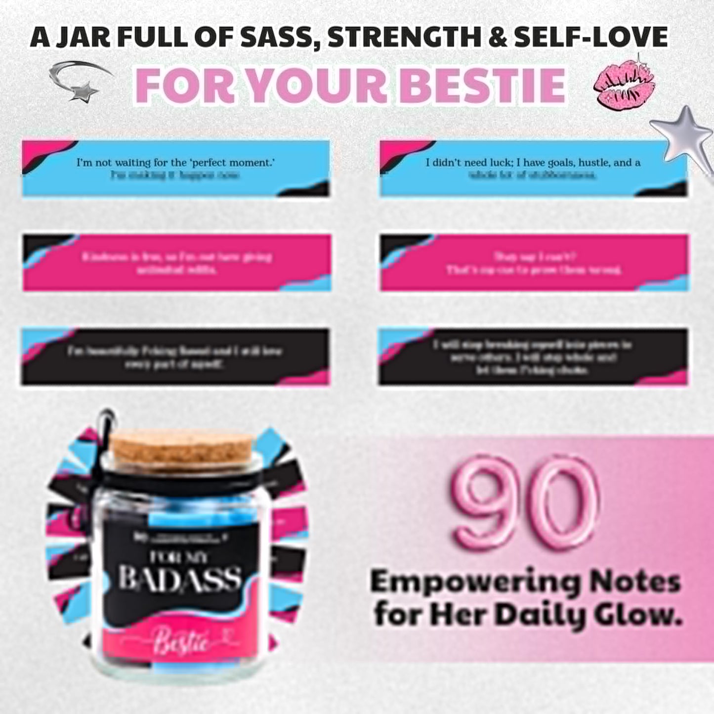 SOLMAYCO Affirmation Jar with Inspirational Notes Birthday Gift for Women Badass