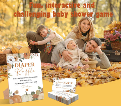Serach Little Pumpkin Baby Shower Diaper Raffle Sign with Stand & 50 Tickets