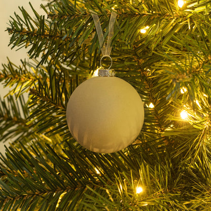 KI Store Beige Velvet Christmas Balls Ornaments 6pcs 2.36in Party Decor
