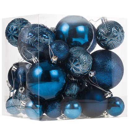 Senjie Night Blue Shatterproof Christmas Ornaments 32pcs Set Plastic