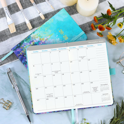 2024-2026 Pocket Planner 3 Year Monthly Calendar 6.3x3.8 Oil Painting
