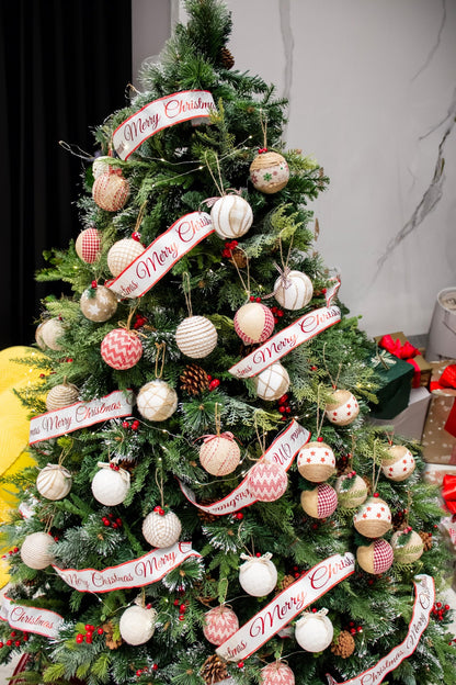 Juncox 12 Pcs Burlap Christmas Ball Ornaments 3.15in Rustic Natural Jute
