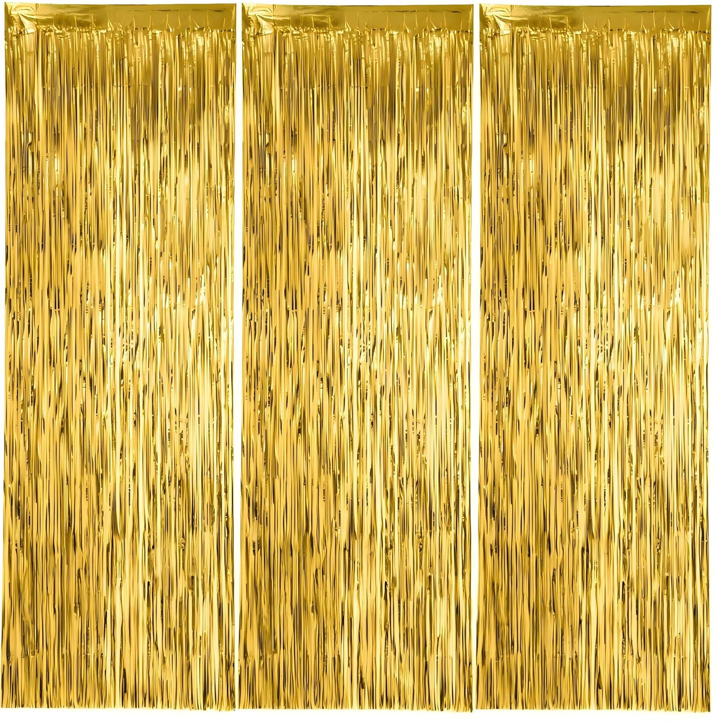 Calmi Halloween Foil Fringe Curtain Backdrop 6.6x3.3ft Orange Purple Black 3Pack