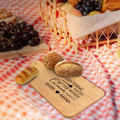 FONDCANYON Cat Mom 15x7 Cutting Board with Handle Kitchen Gift