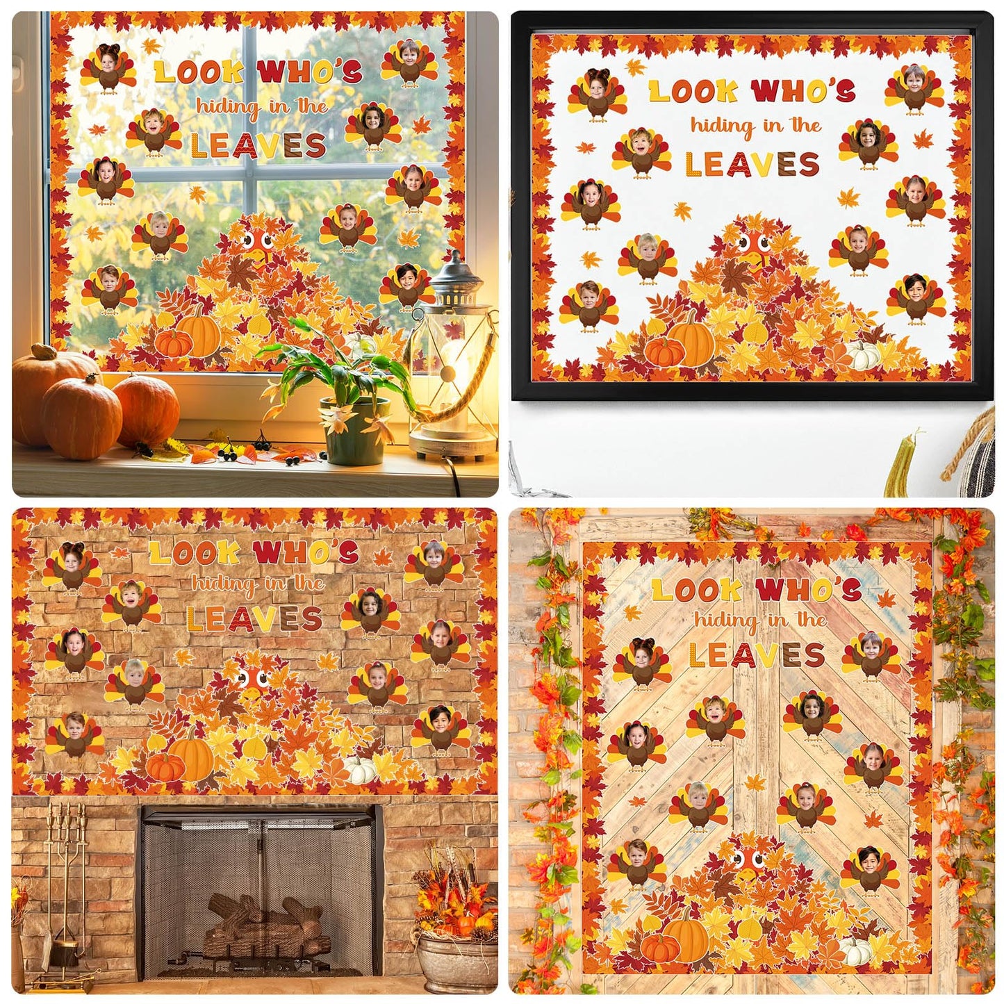 Containlol Fall Thanksgiving Bulletin Board Set Colorful Small 12.6x10.2in