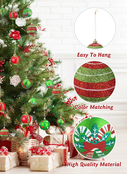 SmartDawn 12 Pcs 3.15in Christmas Ball Ornaments Red Green Plastic