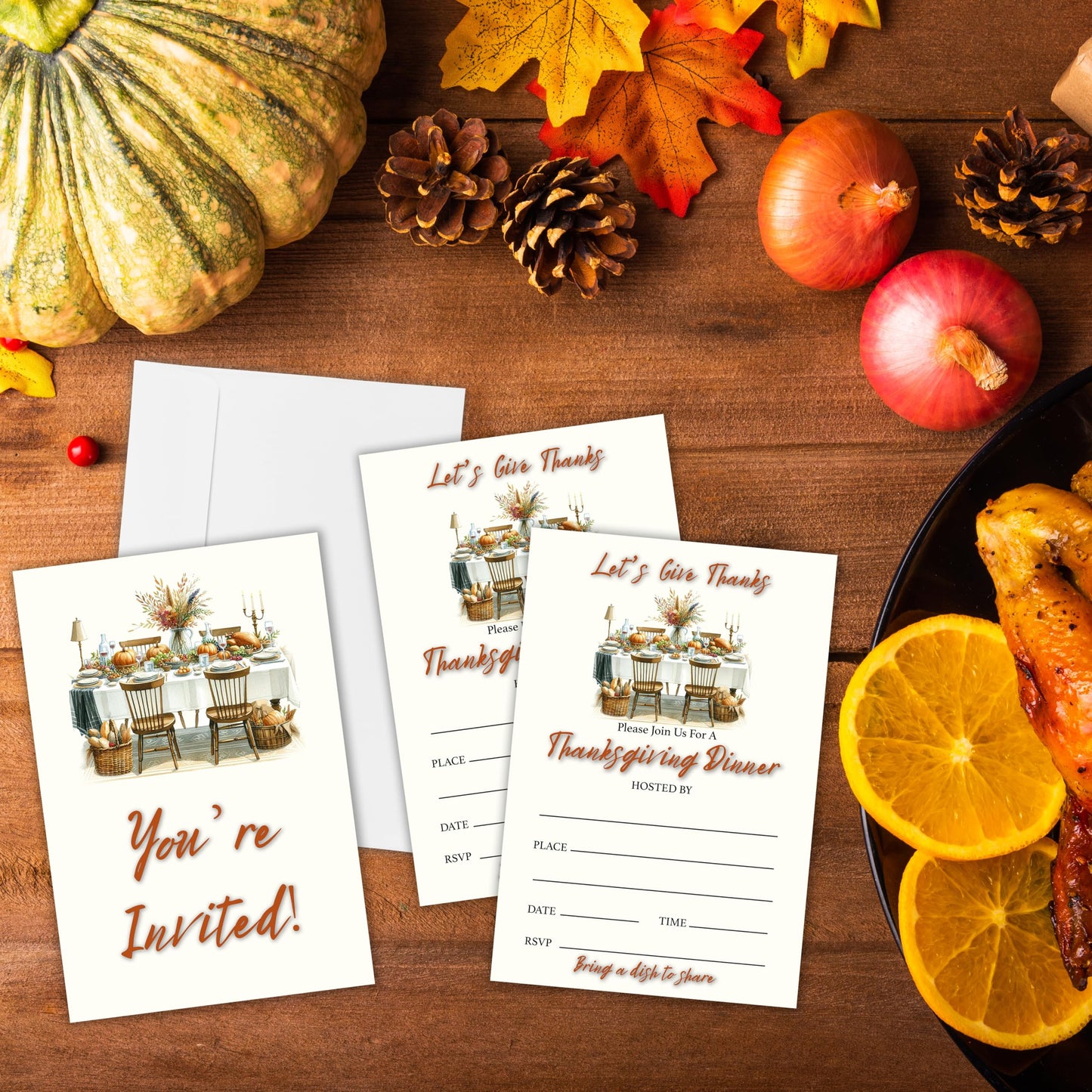 Yhtmbf 20 Thanksgiving Party Invitations with Envelopes 4x6 Let's Give Thanks