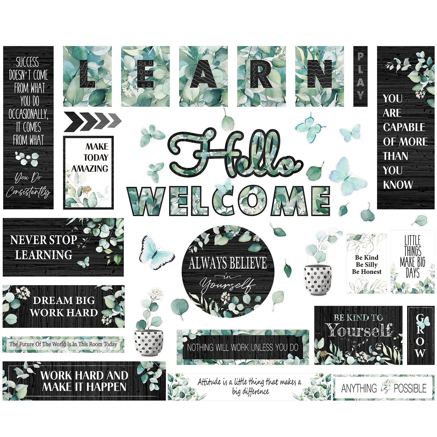 Gethelud 50PCS Modern Farmhouse Bulletin Board Decor 44.5x32.5cm Style 1