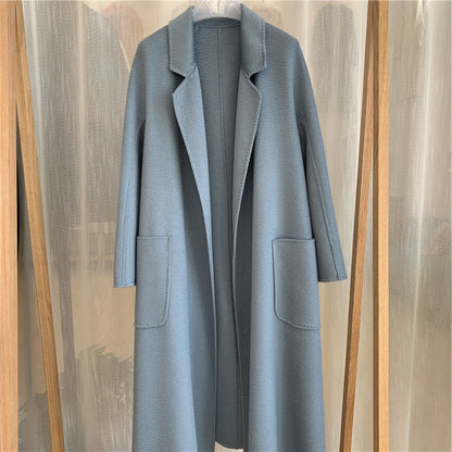 Water Ripple Cashmere Women's Long Reversible Cashmere Coat