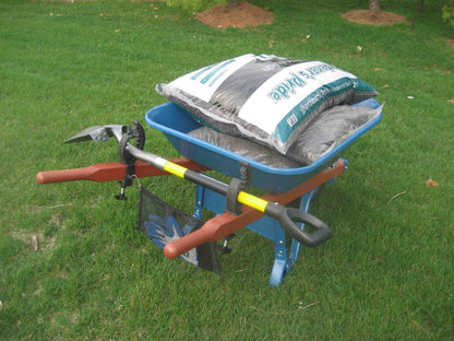 GrizzlyGrip Wheelbarrow Tool Holder with Mesh Bag Secures Tools Nylon