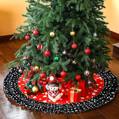 Soulchen Christmas Tree Skirt Double Layer Red Black Yellow Big Wave Point 51"