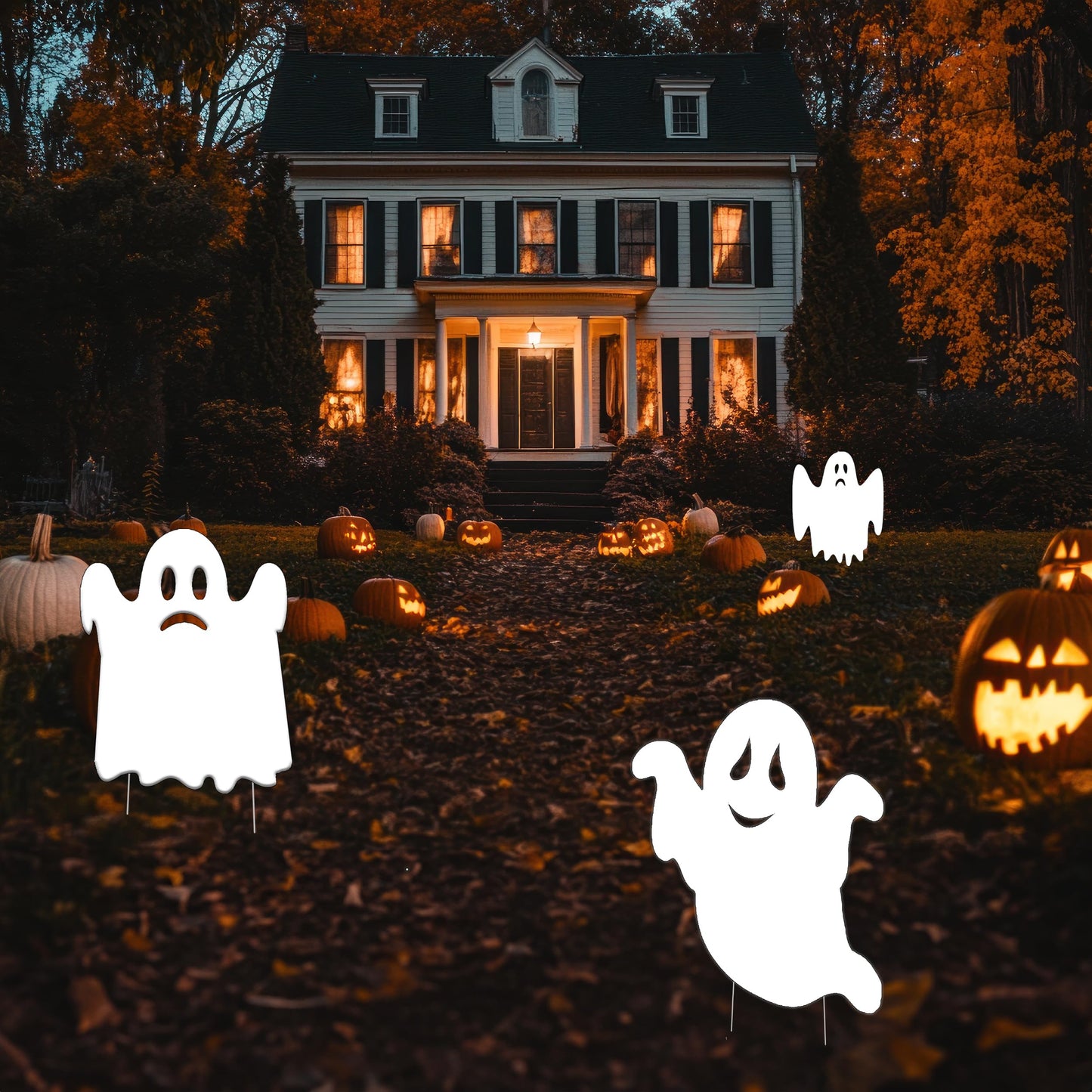 Rogue River Tactical Large Ghost Halloween Yard Sign Outdoor 15x12 Inch 3 Pack