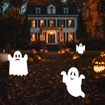 Rogue River Tactical Large Ghost Halloween Yard Sign Outdoor 15x12 Inch 3 Pack
