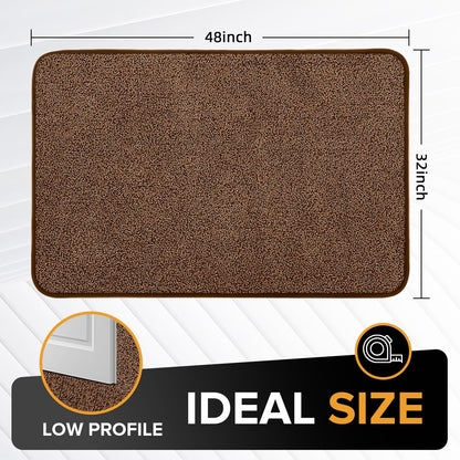 Mibao Front Door Mat Non-Slip Waterproof TPR Backing 31.5x47 Dark Brown