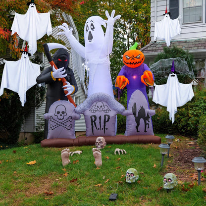 Threan 4-Piece Hanging Ghost Decorations 28-35" White Halloween Decor