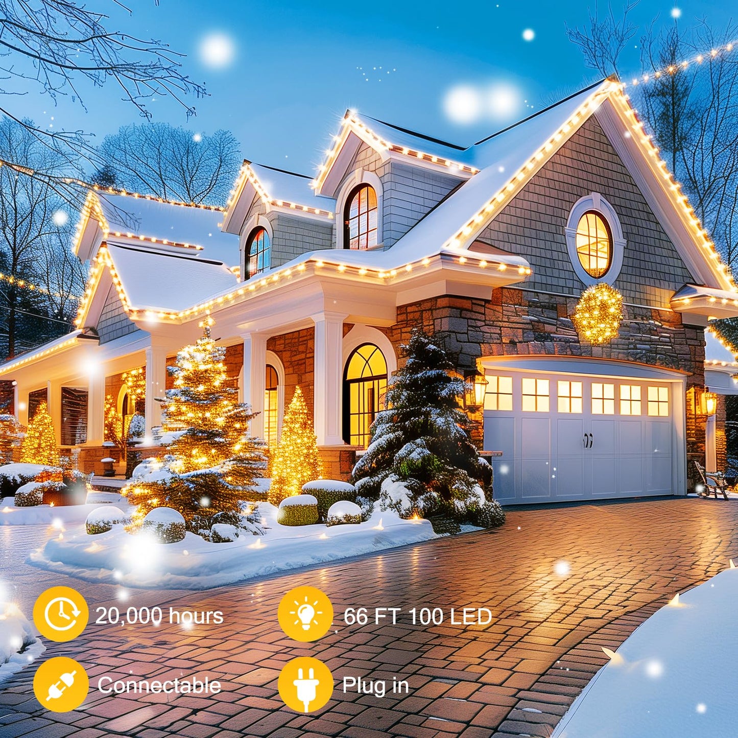 Brightown C9 LED Christmas String Lights 66ft 100 LED Warm White