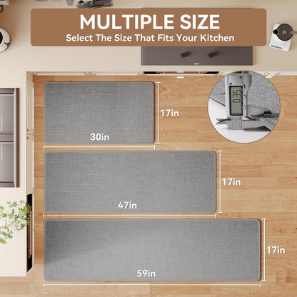 YDKGL Kitchen Rug Mat Non Slip Washable Gray Braided 17x47