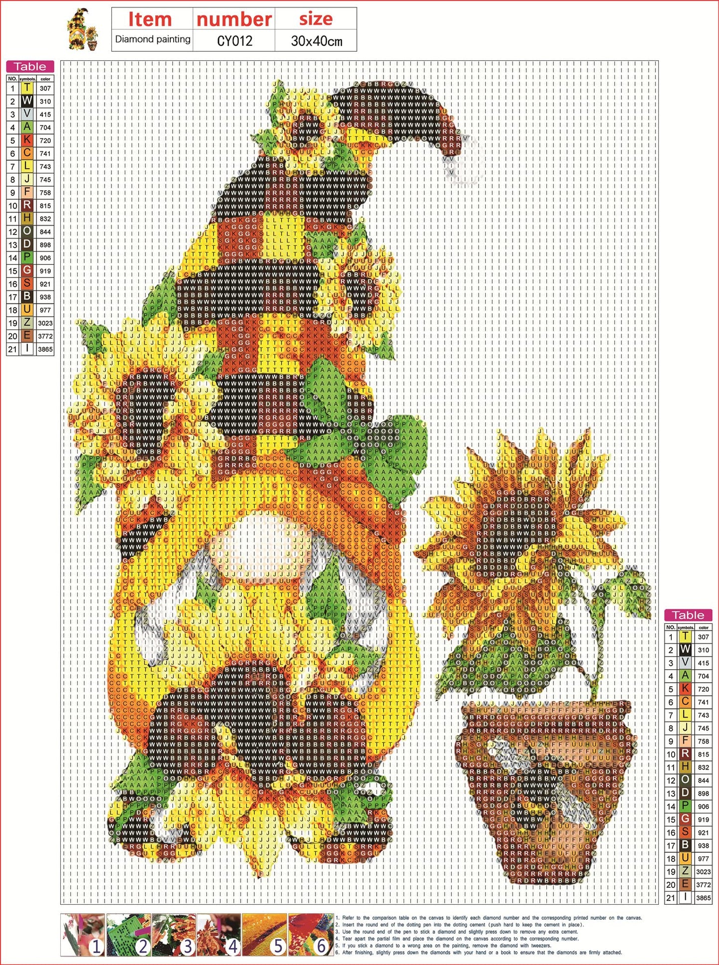 AllWenTo 5D Diamond Painting Kit Sunflower Anime Gnome 12x16 Inch