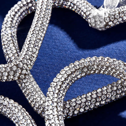 Mrchtmas Christmas Silver Bow Ornament 2025 Heart Rhinestones 1 Pc