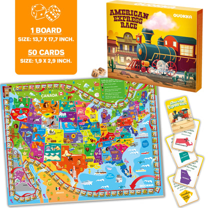 QUOKKA 3X Learning Board Games Set Educational Trivia Cards Kids Ages 6-8