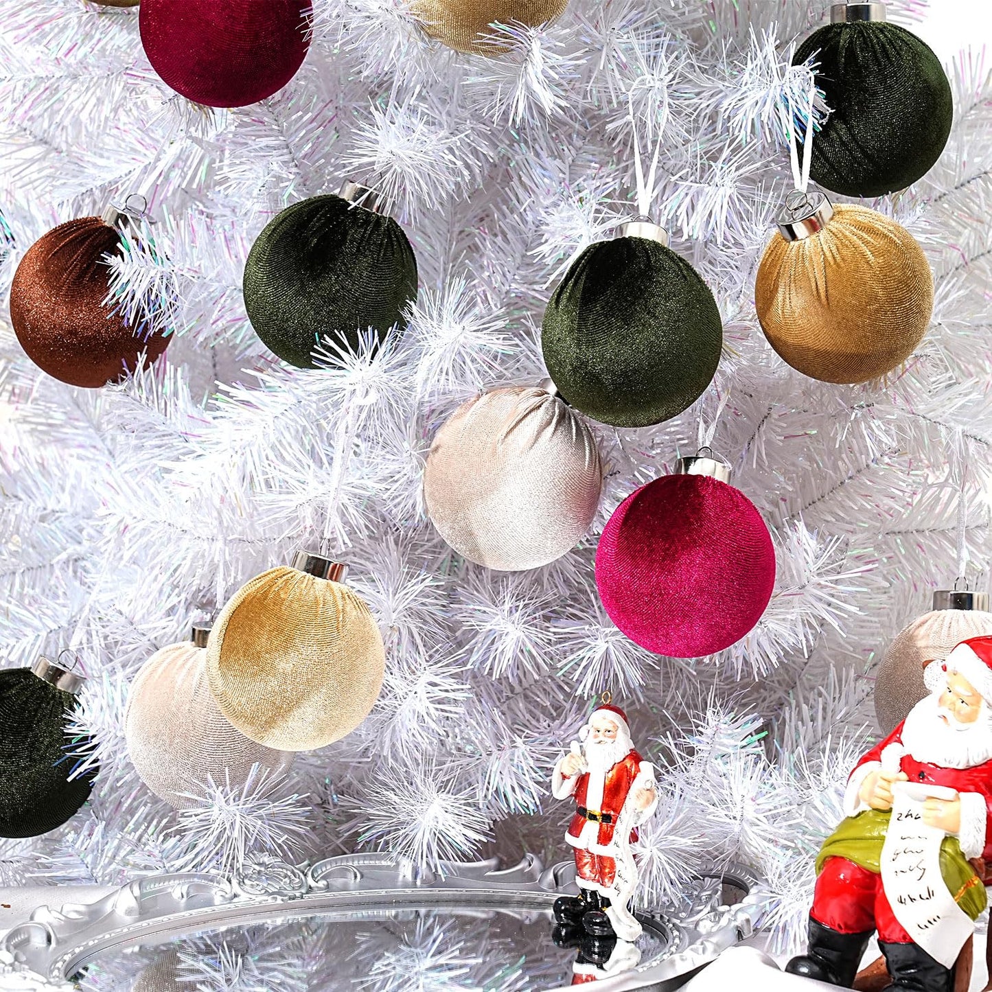 Choonshow Velvet Christmas Ball Ornaments 16 Pack 3.15" Brown Green
