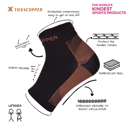 THX4COPPER Compression Foot Sleeves Copper Infused Arch Support Gray Navy Size L