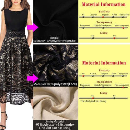 VFSHOW Womens Black Lace Tie Waist Front Zipper Slim A-Line Dress Size L