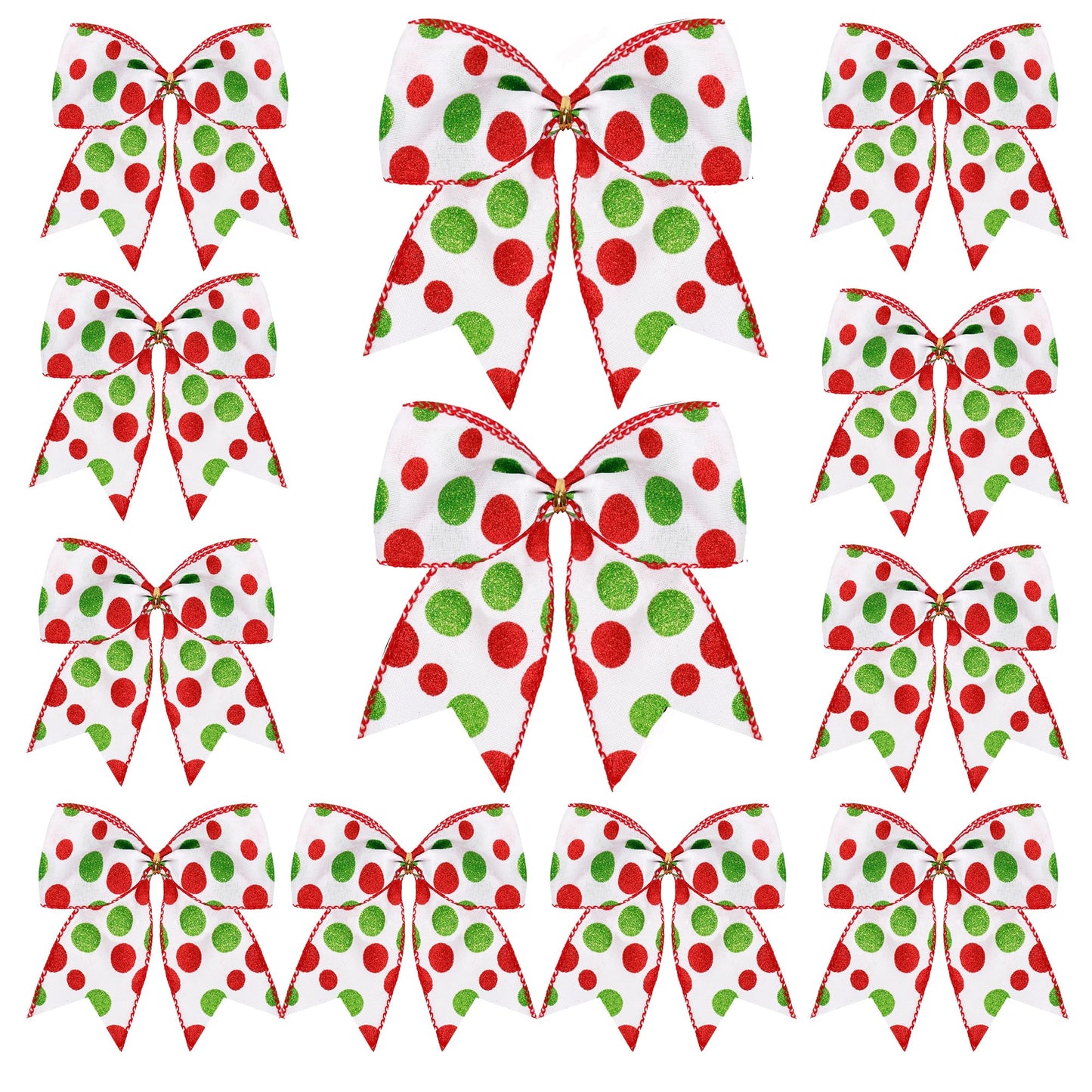 Hiagkmet 12 pcs Red Green Christmas Bows Ornaments 6 Inch Holiday Decor