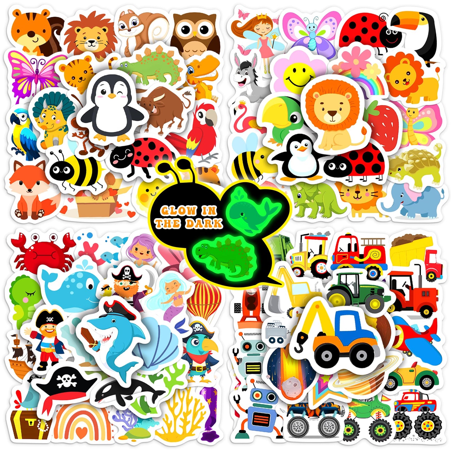 Bolcguri Cartoon Water Bottle Stickers 100 pcs Waterproof Vinyl Decals Colorful