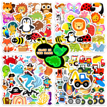 Bolcguri Cartoon Water Bottle Stickers 100 pcs Waterproof Vinyl Decals Colorful