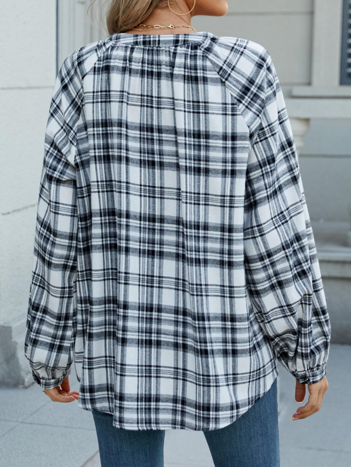 INFITTY Women's Long Sleeve Plaid Flannel Shirt Jacket White Size S