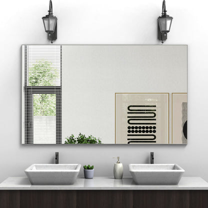 60"x36" Oversized Modern Rectangle Bathroom Mirror with Silver Frame Decorative Large Wall Mirrors for Bathroom Living Room