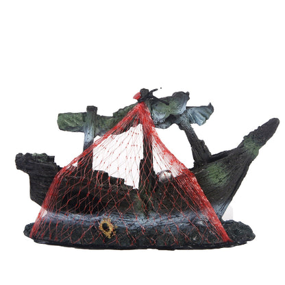 Ship fish tank resin water grass landscape decoration