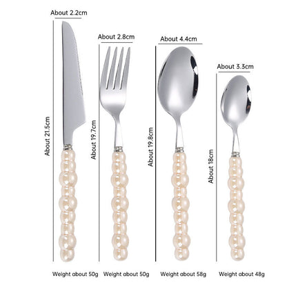 304 stainless steel knife and fork spoon creative pearl ceramic handle tableware western steak knife and fork dessert spoon
