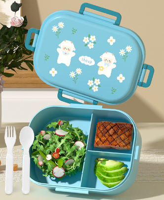 Cartoon cute small fresh microwaveable compartment insulation lunch box fresh-keeping box