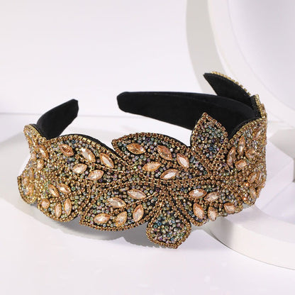 Handmade Heavy Craft Inlaid Water Diamond Rice Ball Head Hoop