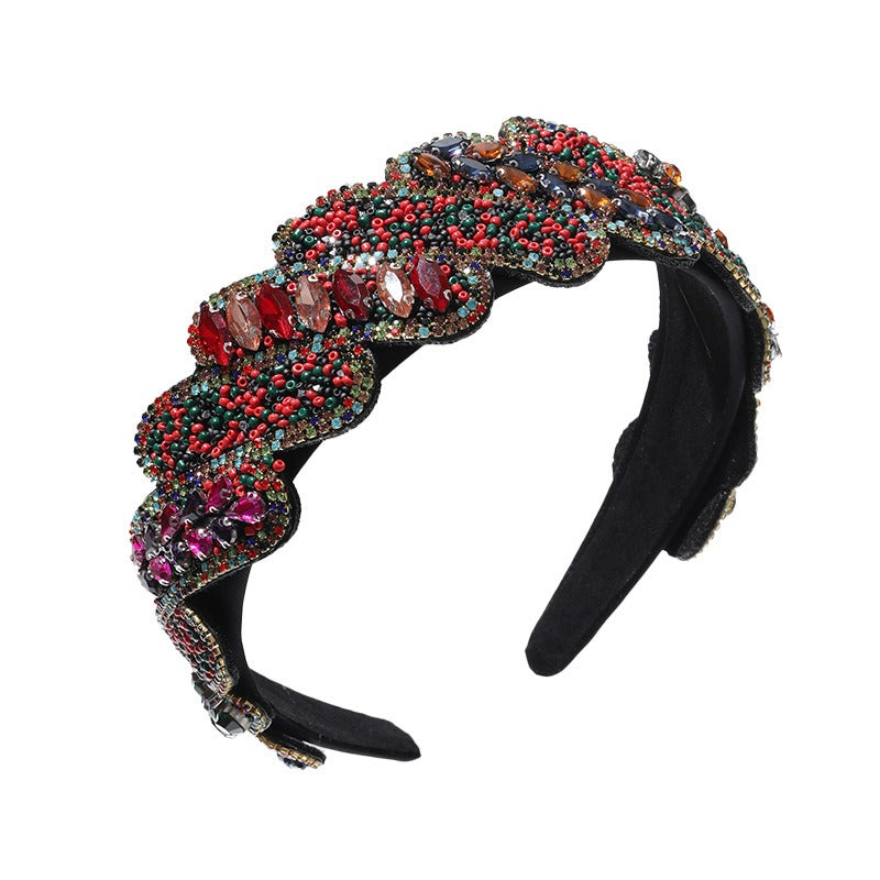 Fashionable Mizhu Water Diamond Baroque Hair Hoop