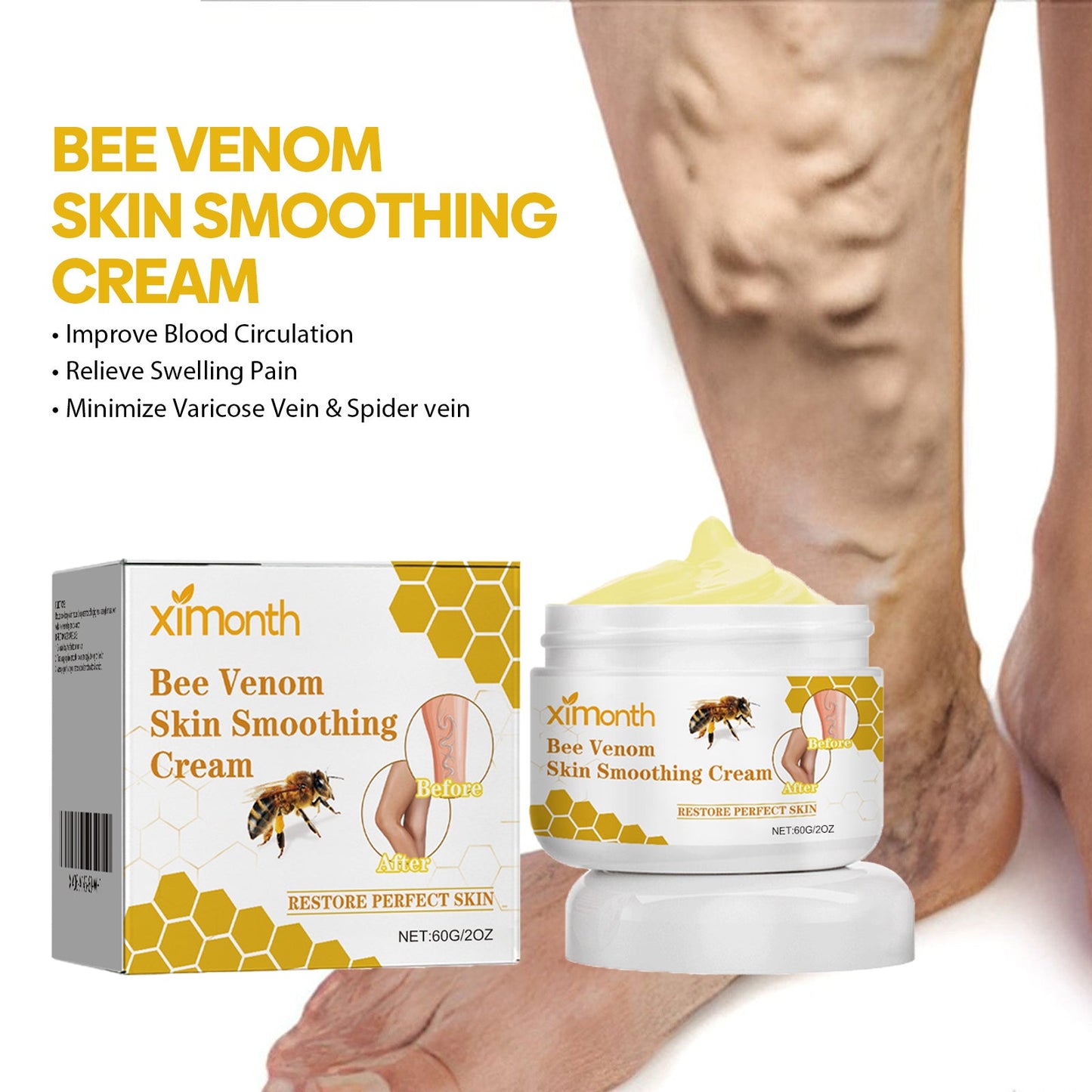 Bee Venom Leg Care Cream Relieves Leg Discomfort, Pamper And Moisturize Skin Body Care Cream
