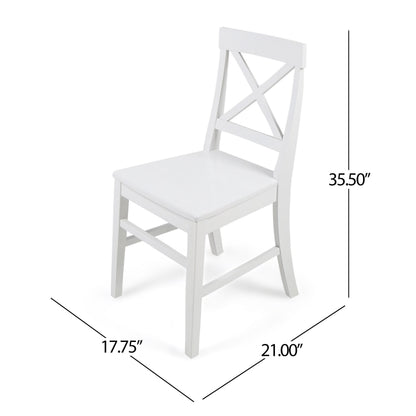 Roshan Farmhouse Acacia Wood Dining Chairs, White (Set of 2)