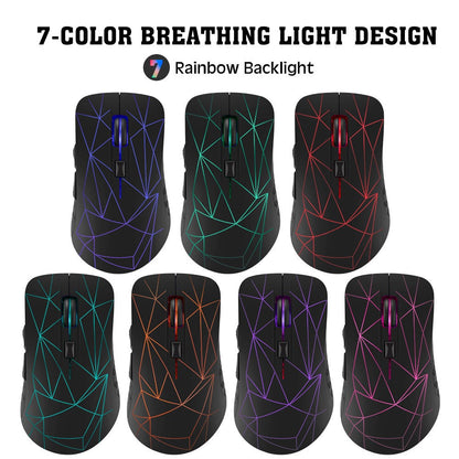 Dual mode wireless mouse silent office colorful illuminated charging Bluetooth mouse for laptops