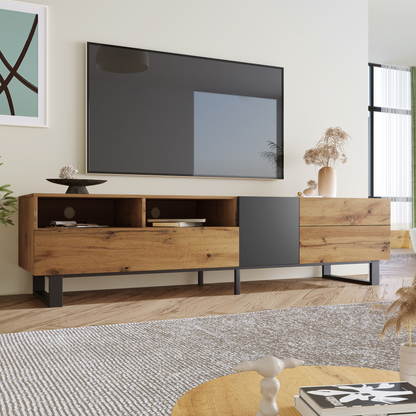 Modern TV Stand for 80'' TV with Double Storage Space