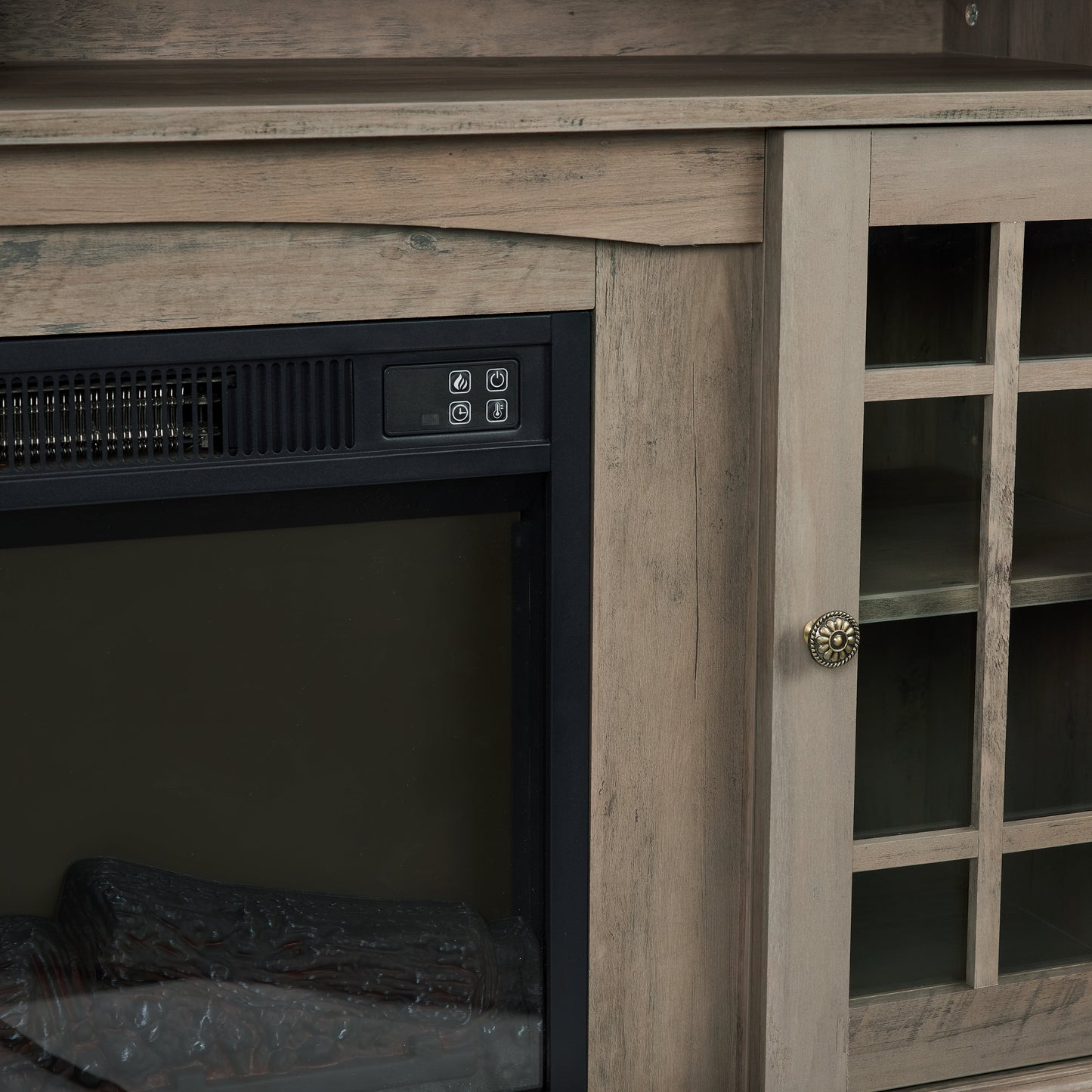 Classic TV Media Stand Modern Entertainment Console with 23" Fireplace Inset for TV Up