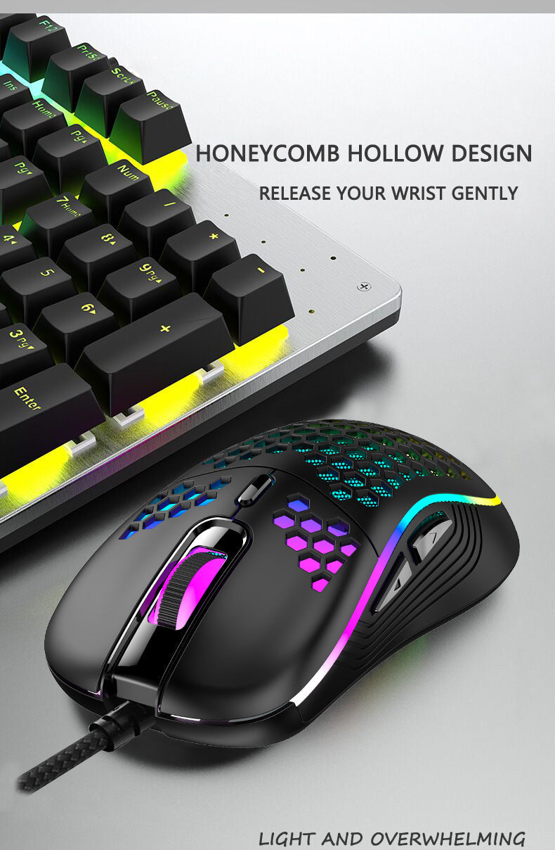 2.4G Wireless Cave Mouse Lightweight Gaming Mouse with Luminous 7 Color Breathing Light Computer Accessories
