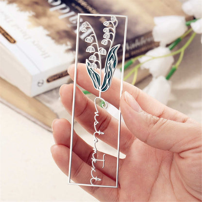Stainless steel colored birthday flower bookmark personalized DIY hollow out style drip oil letter graduation gift