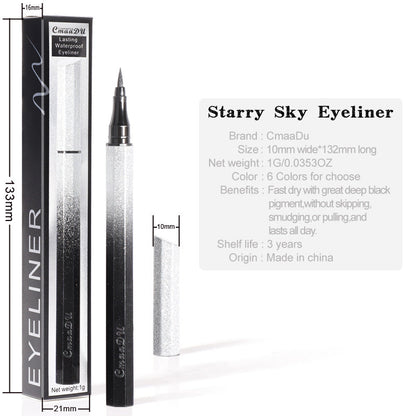 CmaaDu Eyeliner Pencil Waterproof Sweatproof Not Smudged Cool Black Starry Sky Thin Head Eyeliner