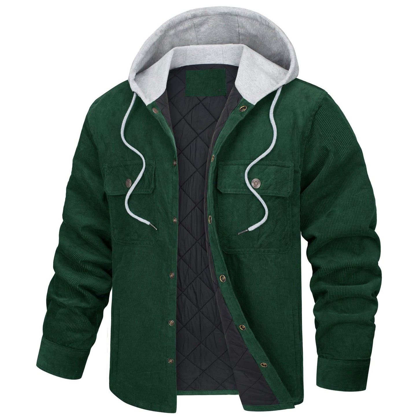 Corduroy Hooded Long Sleeve Cotton