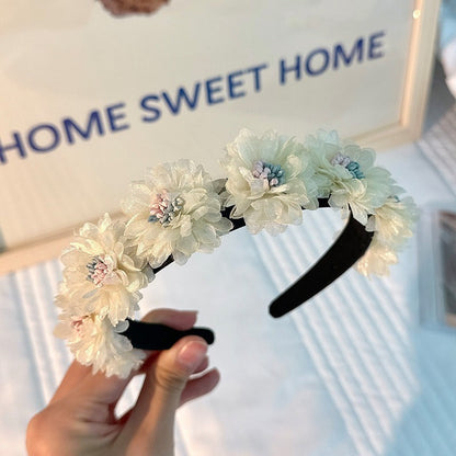 Fashionable fabric flower stamen flower hair hoop for women