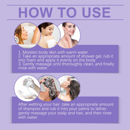 Lavender Shampoo & Shower Set Gently Cleans And Moisturizes Body, Skin And Scalp