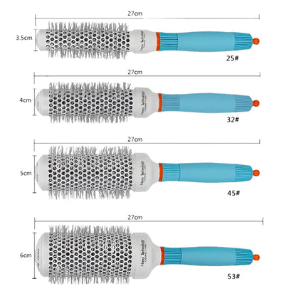 Professional Round Blue Hair Brush Ceramic Ion Hairbrush Comb Fashion Salon Hair Styling Tools
